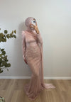 GLAMARÖSES ABENDKLEID MIT DRAPIERUNG & PAILLETTEN