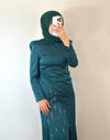 Smaragdgrünes Kleid mit Strass