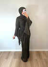 Khaki Kleid mit Drapierung