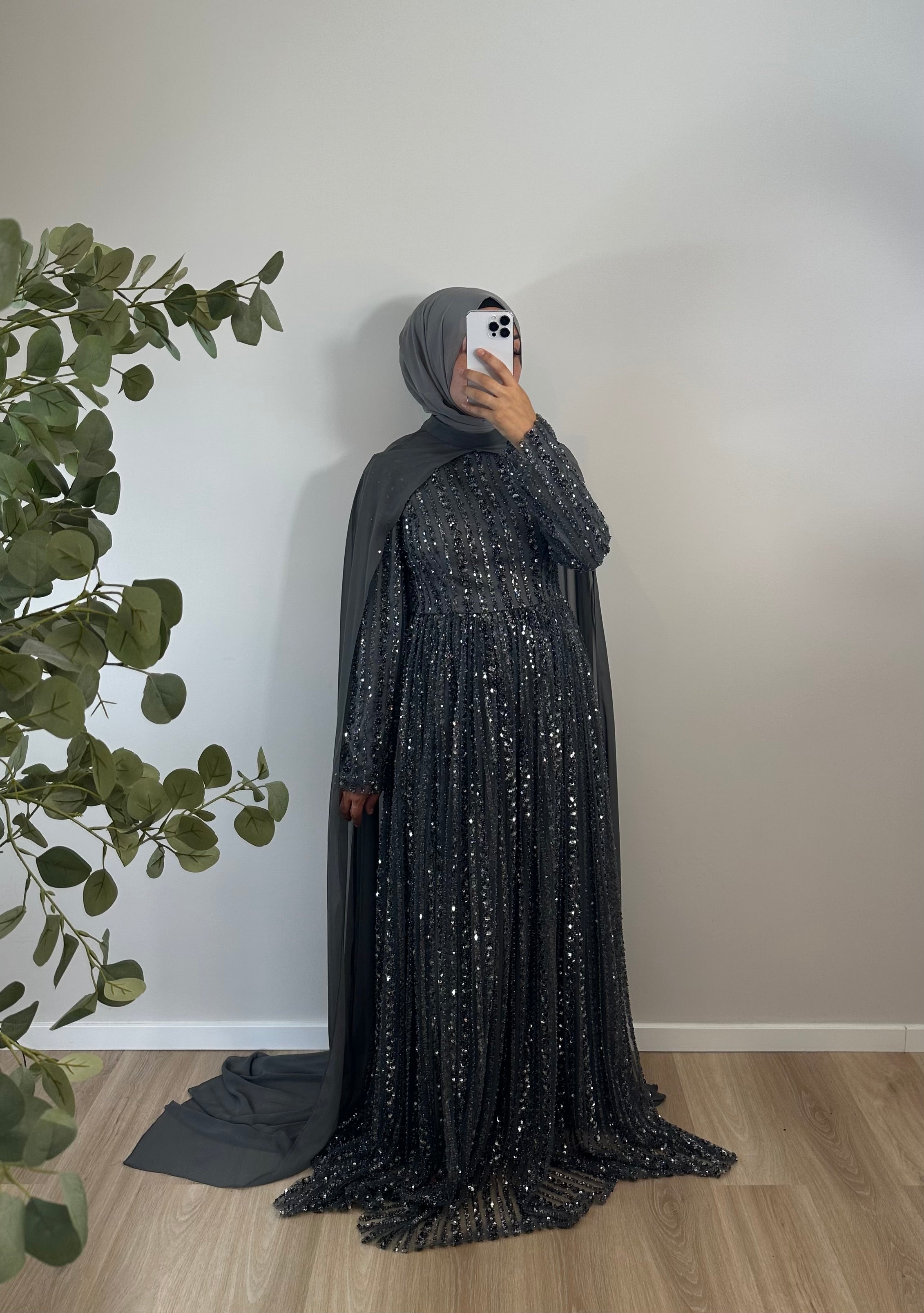 A-Linie PAILLETTENKLEID MIT ABNEHMBAREM UMHANG