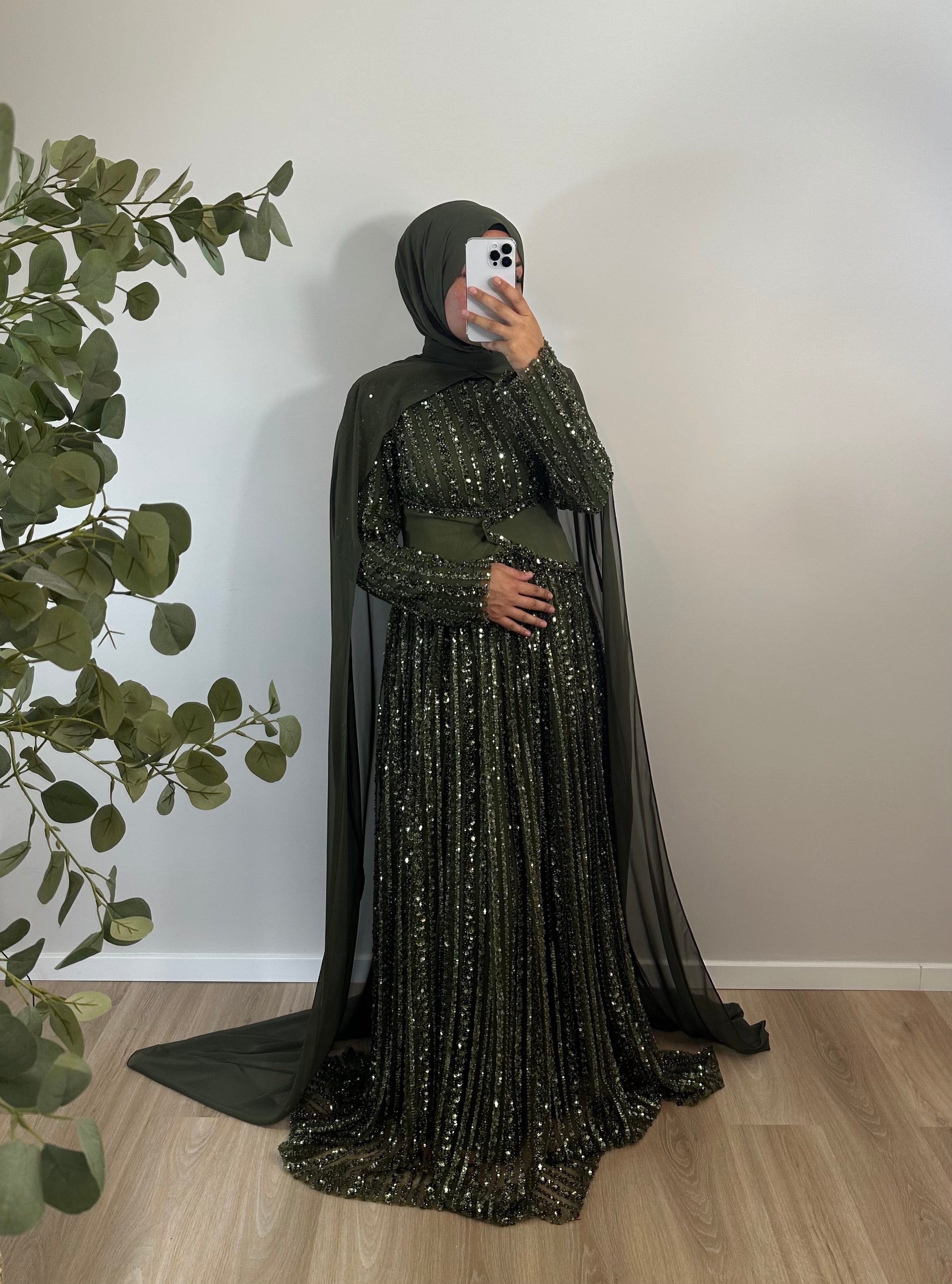 A-Linie PAILLETTENKLEID MIT ABNEHMBAREM UMHANG