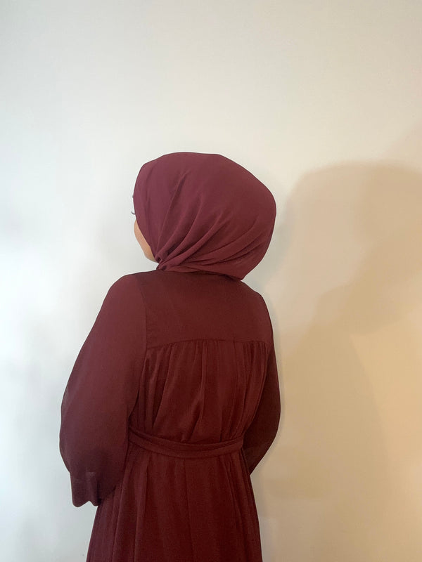 Bordeaux Maxikleid mit Volantärmeln